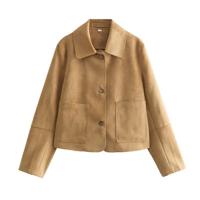 Suede Jacket for Women – Elegant Style Coat in Soft Fabric