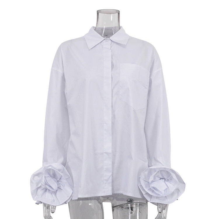 Floral Patchwork Shirt for Women – Long Sleeves, Trendy Style