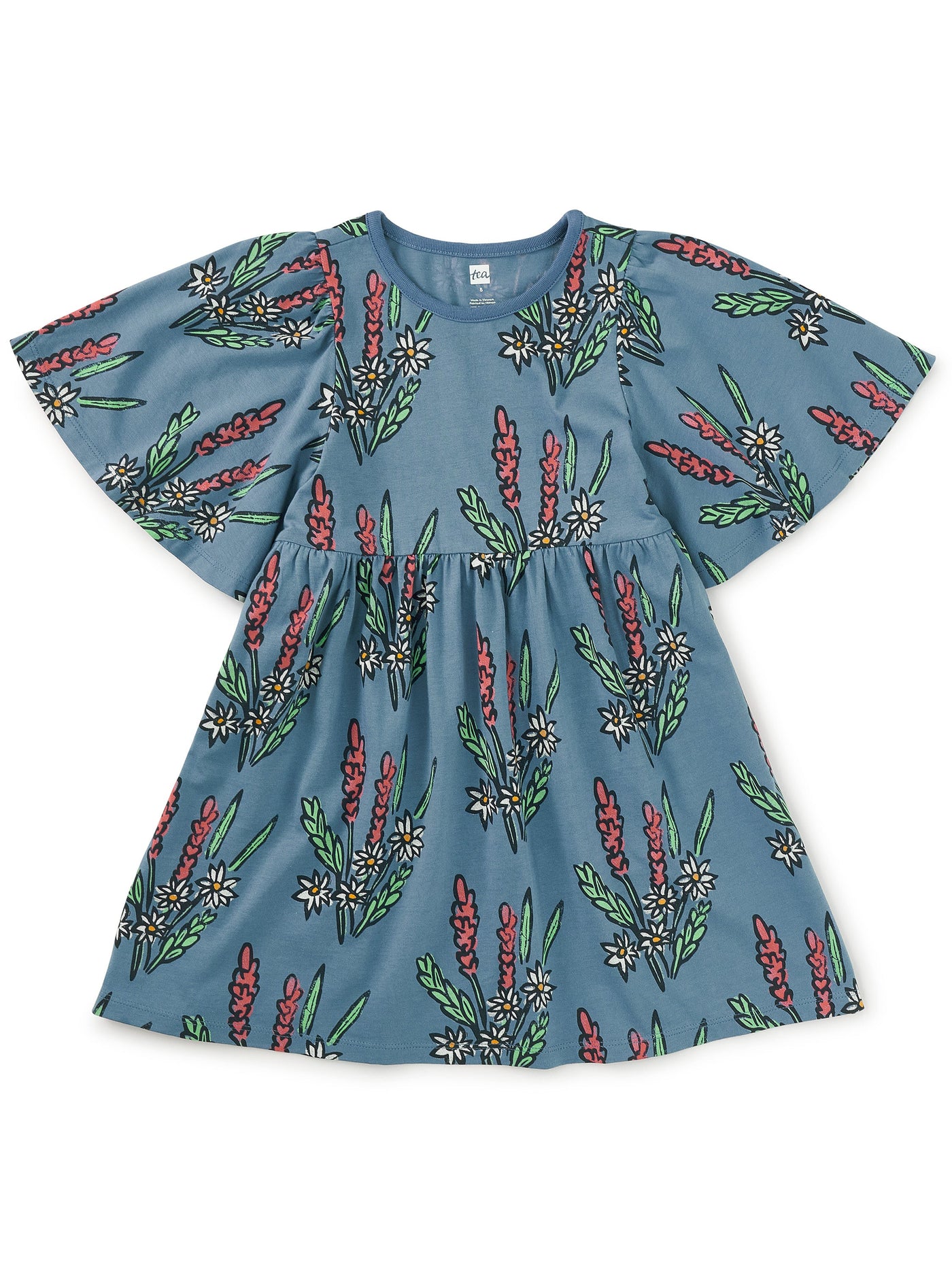 Lala and Koko Butterfly Sleeve Dress Block Print Style