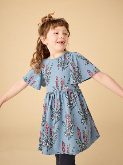 Lala and Koko Butterfly Sleeve Dress Block Print Style