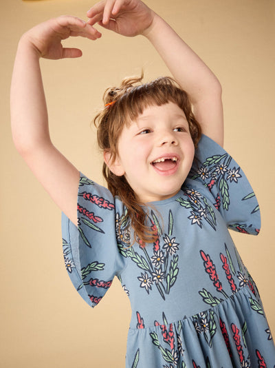 Lala and Koko Butterfly Sleeve Dress Block Print Style