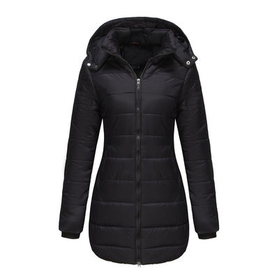 Quilted Waterproof Cotton Jacket for Women – Long Sleeves, Perfect for Winter