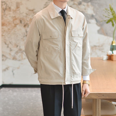 Caramel Utility Jacket for Men – Casual Style with Multiple Pockets