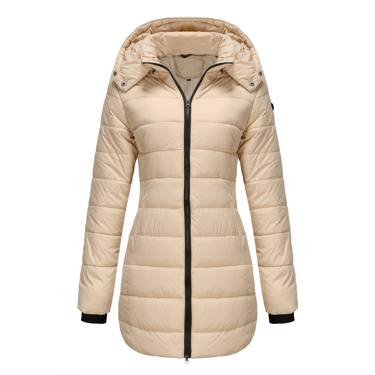 Quilted Waterproof Cotton Jacket for Women – Long Sleeves, Perfect for Winter