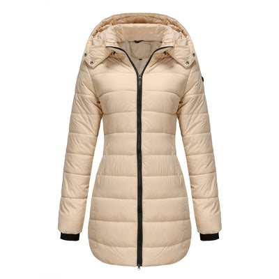 Quilted Waterproof Cotton Jacket for Women – Long Sleeves, Perfect for Winter