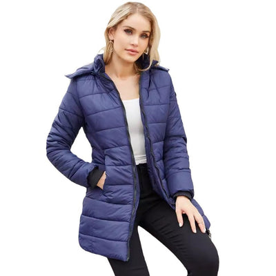Quilted Waterproof Cotton Jacket for Women – Long Sleeves, Perfect for Winter
