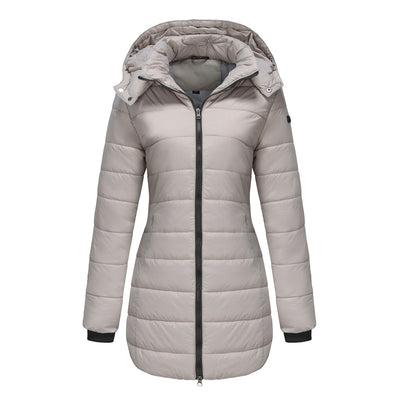 Quilted Waterproof Cotton Jacket for Women – Long Sleeves, Perfect for Winter