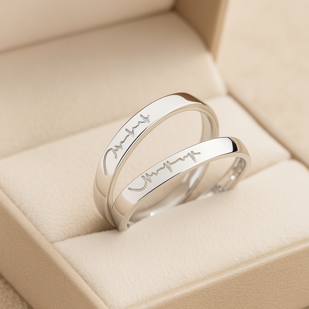 Couples Heart-Shaped Matching Promise Rings Set 3