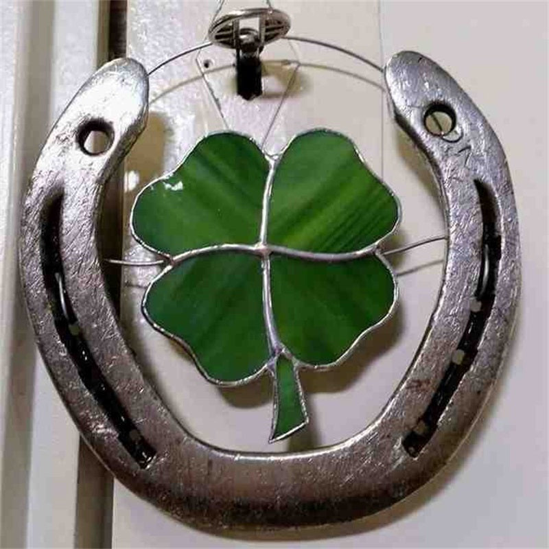 Decorative Horseshoe – Four Leaf Clover Design Ornament 2