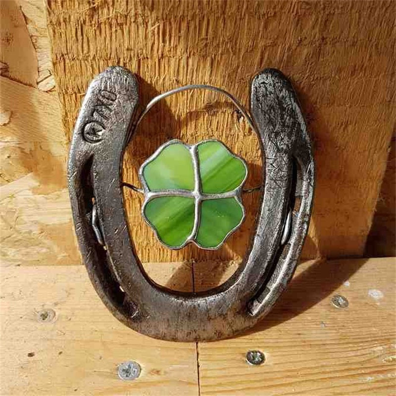 Decorative Horseshoe – Four Leaf Clover Design Ornament 4