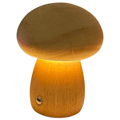 Dimmable LED Night Light – Wooden Mushroom Design with USB Charging 0
