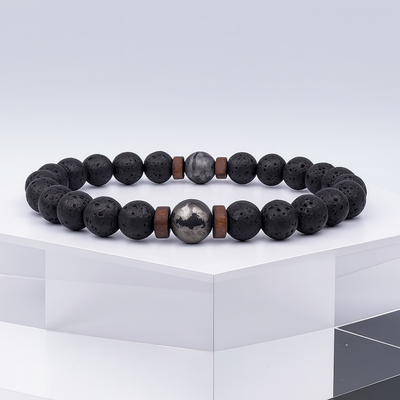 Men’s Bracelet with Natural Lava Stone and Wood Design 2