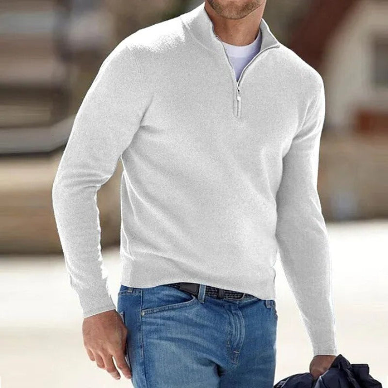 Men's Casual Long Sleeve Shirt with Half Zipper