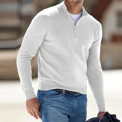 Men's Casual Long Sleeve Shirt with Half Zipper