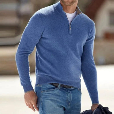 Men's Casual Long Sleeve Shirt with Half Zipper