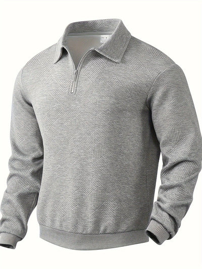 Men’s Quarter-Zip Geometric Knit Sweater