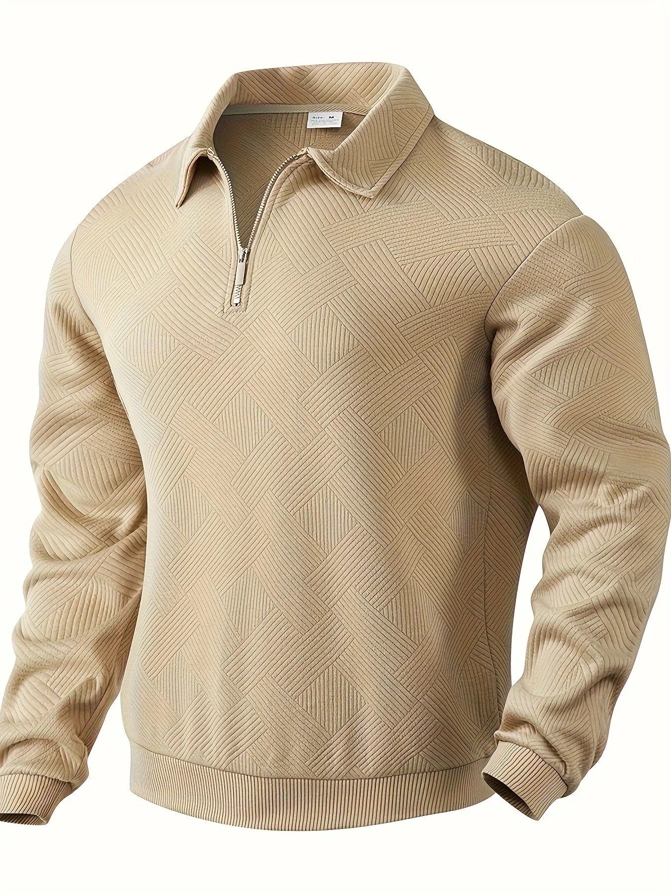 Men’s Quarter-Zip Geometric Knit Sweater