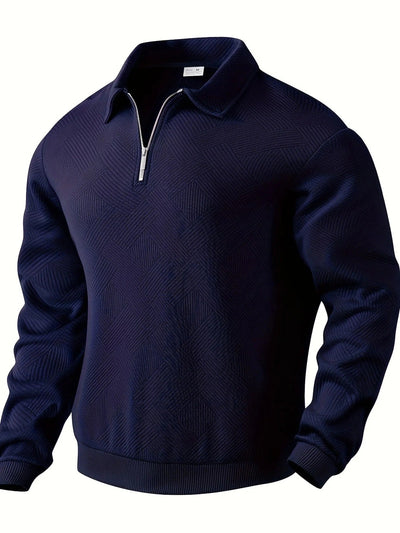 Men’s Quarter-Zip Geometric Knit Sweater