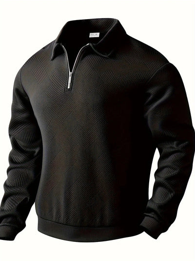 Men’s Quarter-Zip Geometric Knit Sweater