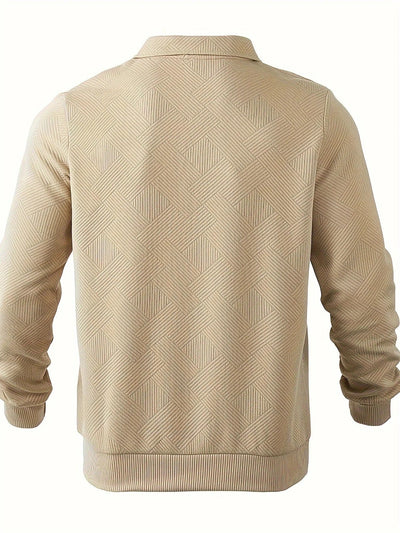 Men’s Quarter-Zip Geometric Knit Sweater
