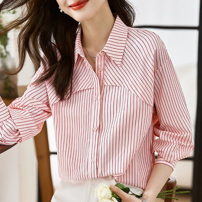 Chic Striped Parisian Sailor-Style Shirt for Women