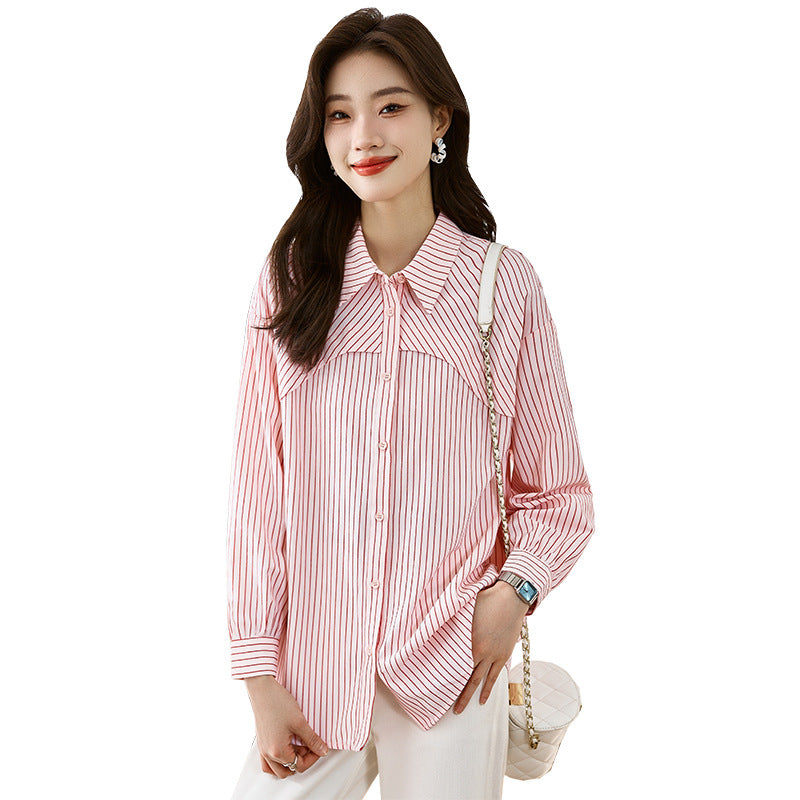 Chic Striped Parisian Sailor-Style Shirt for Women