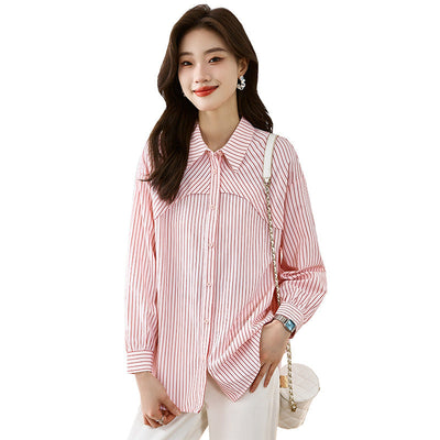 Chic Striped Parisian Sailor-Style Shirt for Women