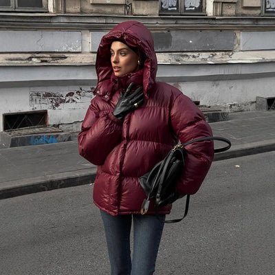Elegant Cotton Hoodie for Women – Stand Collar and Cozy Style