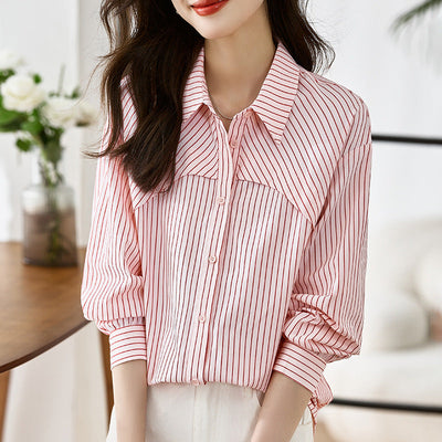 Chic Striped Parisian Sailor-Style Shirt for Women