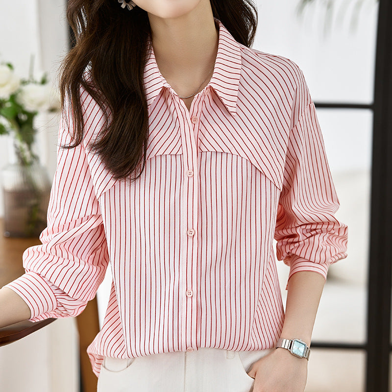 Chic Striped Parisian Sailor-Style Shirt for Women