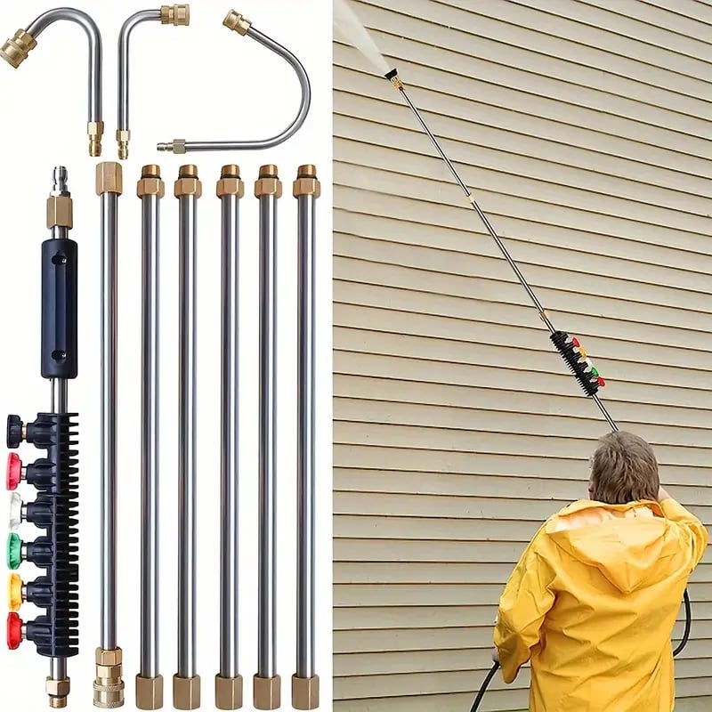 Pressure Washer Accessory Extension Rod with Adjustable Height and Multiple Nozzles 0