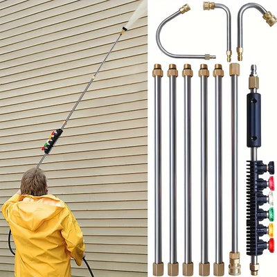 Pressure Washer Accessory Extension Rod with Adjustable Height and Multiple Nozzles 0