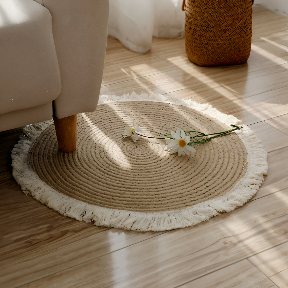Round Carpet – Hand-Woven Braided Design for Living Spaces 0