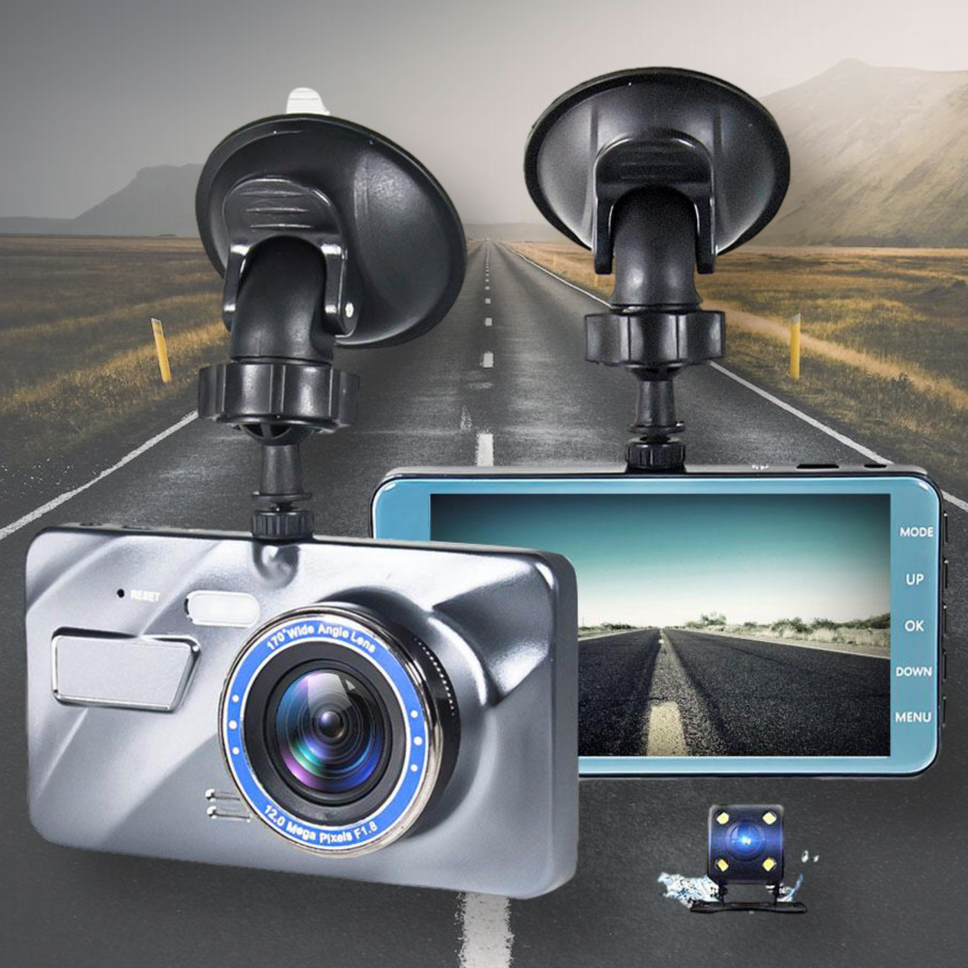 Wireless Dash Cam for Car – Dual 1080P Front and Rear Recording 0