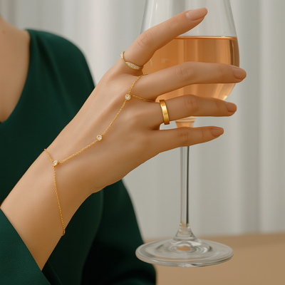 Women’s Bracelet with Adjustable Cord and Crystal Ring Design 0