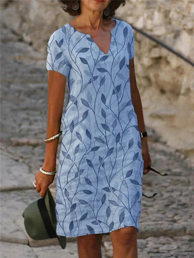 Women's Casual V-Neck Summer Dress with Short Sleeves 1