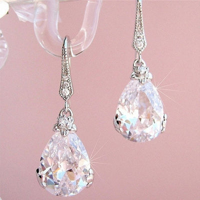 Women’s Drop Earrings with Pear Shape Design 0