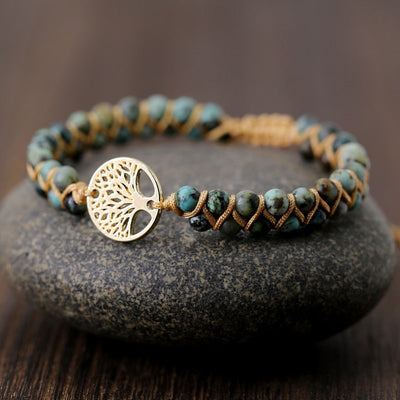 Women’s Handwoven Bracelet with Natural Stone Elements 0