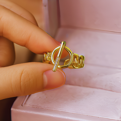 Women’s Open Ring with Geometric Twisted Chain Design 2