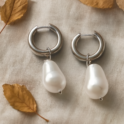 Women’s Round Bead Earrings with Vintage Design 1