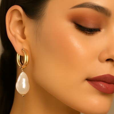 Women’s Round Bead Earrings with Vintage Design 2