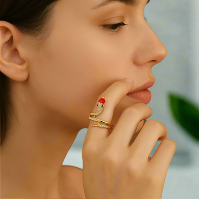 Women’s Snake Ring with Cubic Zirconia Accents 3