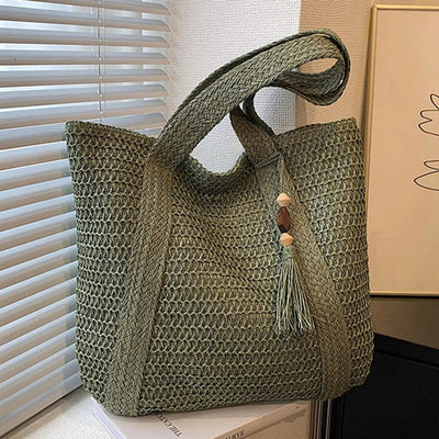 Women’s Spacious Woven Shoulder Bag for Daily Use