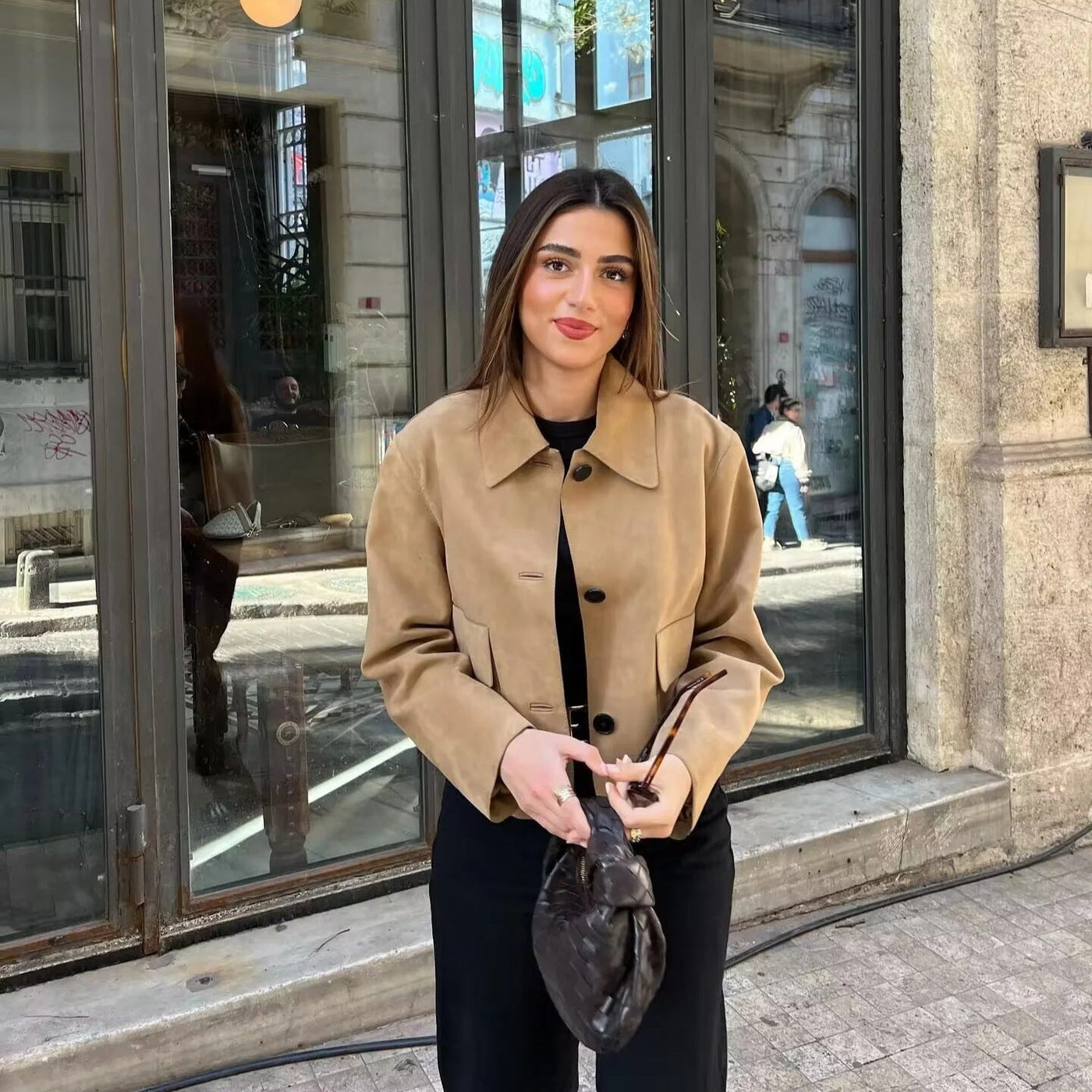 Suede Jacket for Women – Elegant Style Coat in Soft Fabric