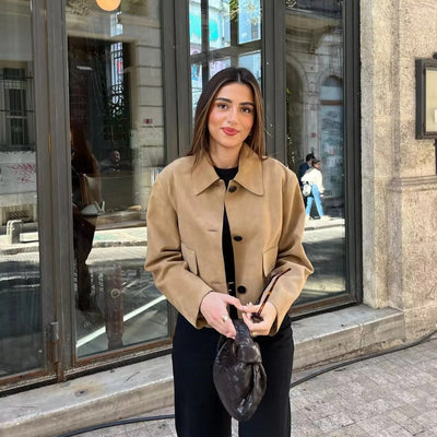 Suede Jacket for Women – Elegant Style Coat in Soft Fabric